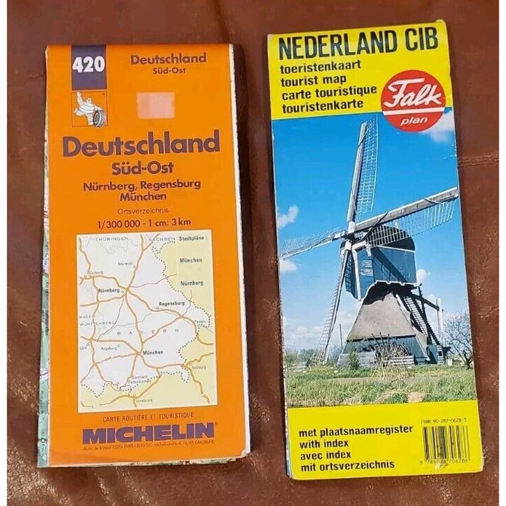 Vtg Southeast Germany Nederland Paper Road Maps Michelin Falk Plan Read Details